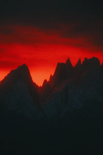 Crimson Thermal Noir style reference image — high contrast silhouettes
