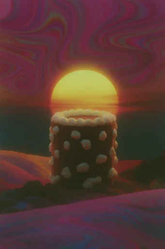 Nostalgic Cosmic Surrealism style reference image — vintage analog texture