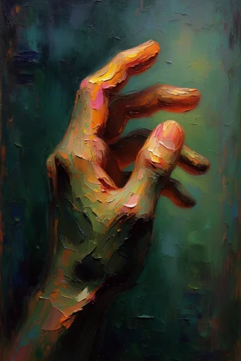 Sculptural Aquatic Impressionism style reference image — tactile oil painting