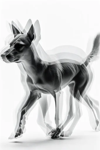 Monochrome Spectral Surrealism style reference image — analog film grain