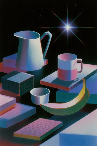 Analog Cosmic Surrealism style reference image — analog film grain