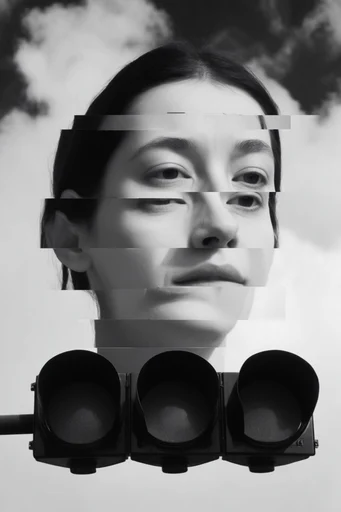 Monochrome Glitch Fragmentation style reference image — monochrome glitch art