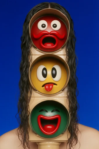 Hyper-Glossy Surrealist Pop style reference image — surrealist editorial