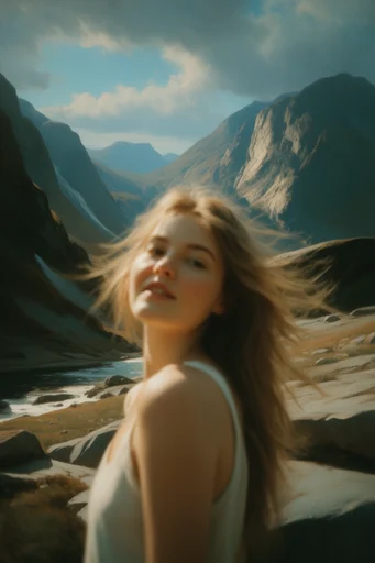 Candid Cinematic Atmosphere style reference image — wind-swept hair