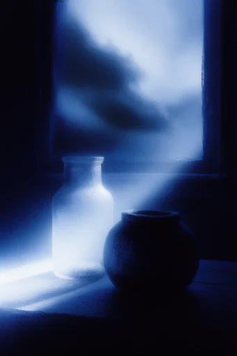 Ethereal Nocturnal Cyan style reference image — spectral silhouette