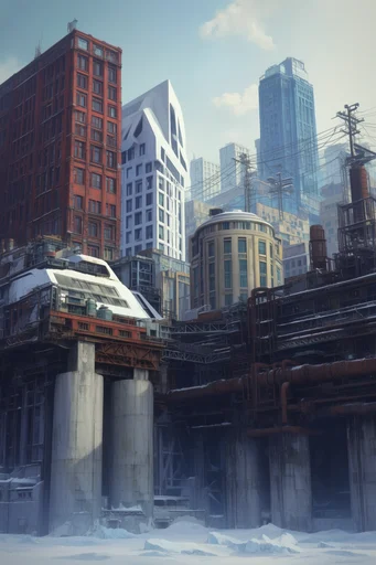Monolithic Industrial Futurism style reference image — monolithic concrete architecture