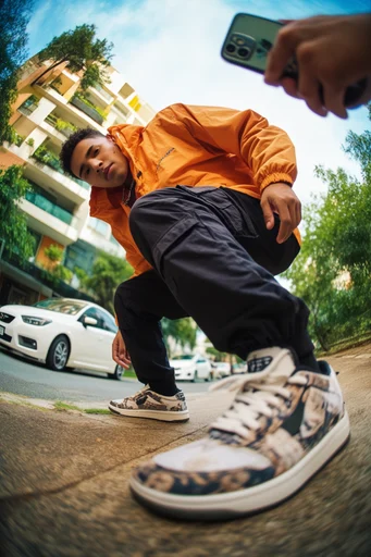 Distorted Urban Energy style reference image — fisheye lens distortion
