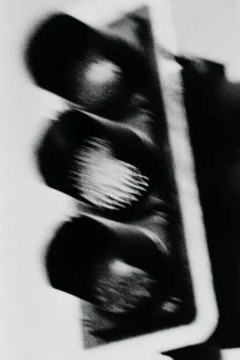 Monochrome Glitch Noir style reference image — lo-fi noir