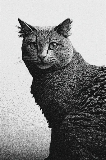 Gritty Chiaroscuro Pointillism style reference image — surreal minimalism