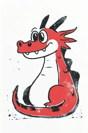 Minimalist Red Ink Whimsy style reference image — risograph texture