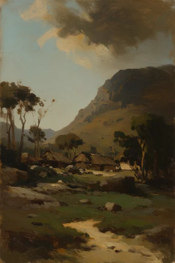 Textured Pastoral Realism style reference image — impasto oil painting