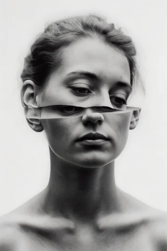 Monochromatic Surrealist Deconstruction style reference image — stark negative space