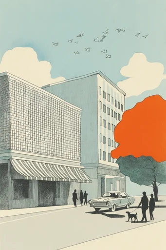 Textured Editorial Folk style reference image — risograph illustration