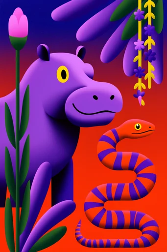 Vibrant Risograph Minimalism style AI image example 3