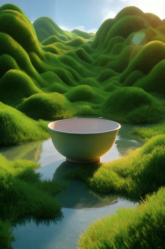 Surreal Verdant Topography style reference image — vibrant emerald landscape