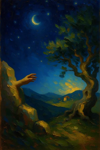 Luminous Celestial Impasto style reference image — celestial nocturne
