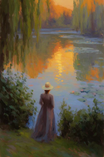 Sculptural Impressionist Waterscapes style reference image — vibrant color layering