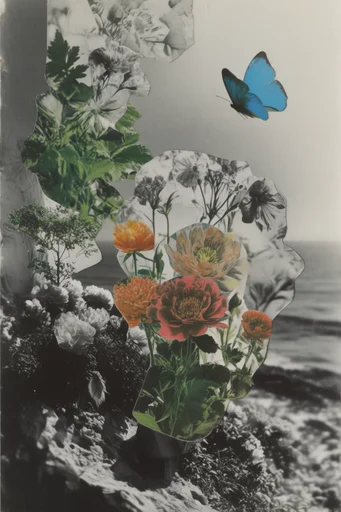 Analog Surrealist Collage style reference image — uncanny dreamlike composition