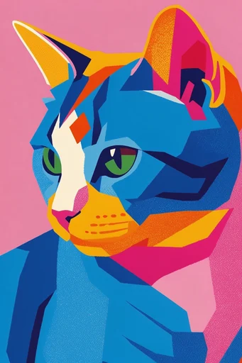 Vibrant Neo-Cubist Vectorism style reference image — celestial graphic motifs