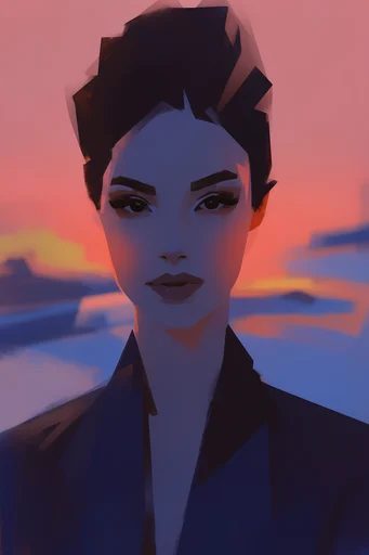 Geometric Sunset Noir style reference image — warm and cool color palette