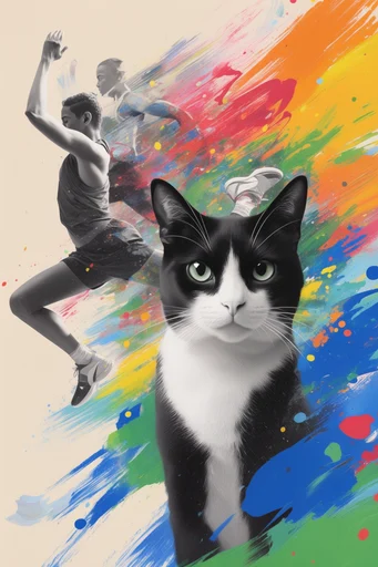 Dynamic Kinetic Collage style reference image — high-contrast pop art