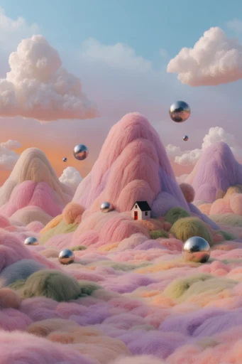 Plush Pastel Surrealism style reference image — 3D digital render