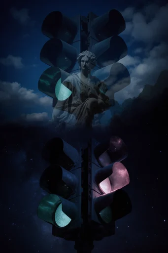 Celestial Surrealist Chiaroscuro style reference image — magical realism