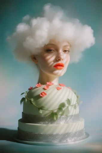 Ethereal Cybernetic Surrealism style reference image — high-fashion macro portrait