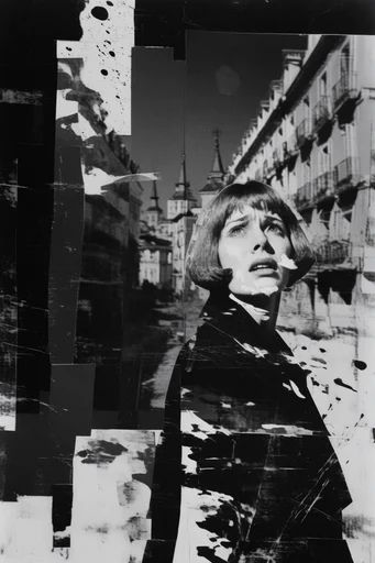 Gritty Monochromatic Collage style reference image — monochromatic photocollage