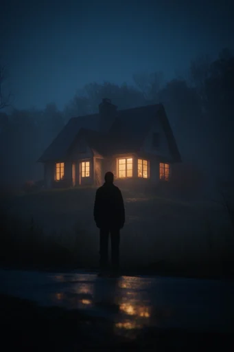 Cinematic Nocturnal Chiaroscuro style reference image — teal and amber contrast