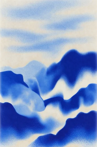 Vibrant Risograph Flux style reference image — cobalt blue and pink palette