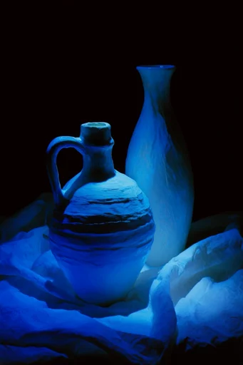 Luminous Cobalt Noir style reference image — stark chiaroscuro