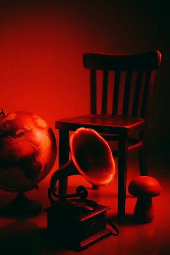 Cinematic Crimson Noir style reference image — saturated crimson