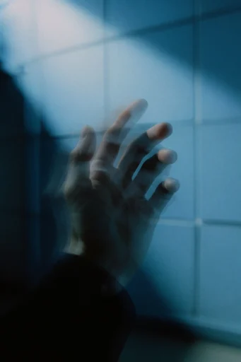 Cyanic Cyber Noir style reference image — heavy film grain