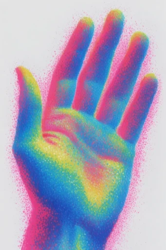 Neon Grain Surrealism style reference image — stipple grain texture