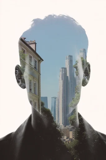 Minimalist Surrealist Montage style reference image — surrealist collage