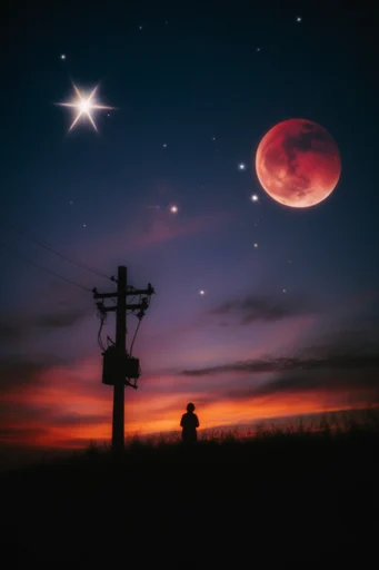 Celestial Dream Surrealism style reference image — twilight gradient
