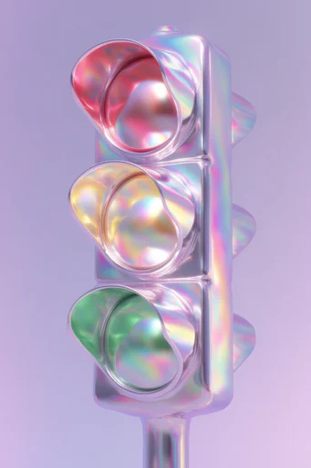 Iridescent Liquid Futurism style reference image — iridescent pearlescent sheen