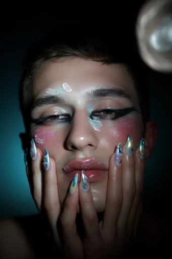 Hyper-Tactile Surrealist Beauty style reference image — glossy wet-look finish
