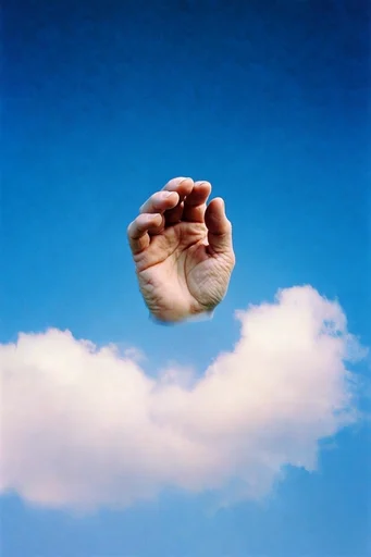Minimalist Surrealist Dreamscapes style reference image — vibrant blue sky