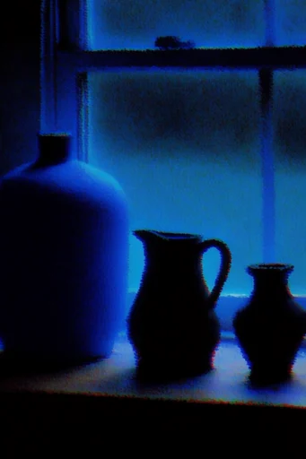 Nocturnal Analog Glitch style reference image — monochromatic cobalt blue