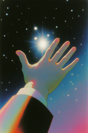Nocturnal Retro-Surreal Cosmicism style reference image — grainy airbrush texture