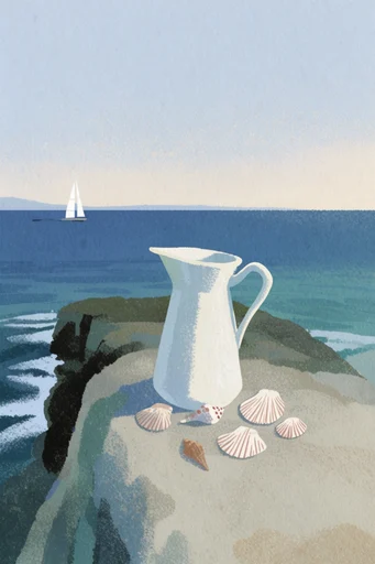Textured Minimalist Narrative style reference image — hand-painted gouache texture