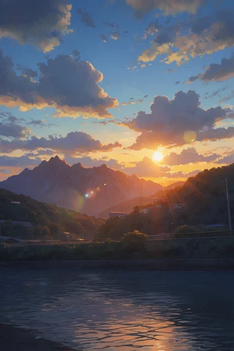 Nostalgic Golden Anime style reference image — cinematic anime background