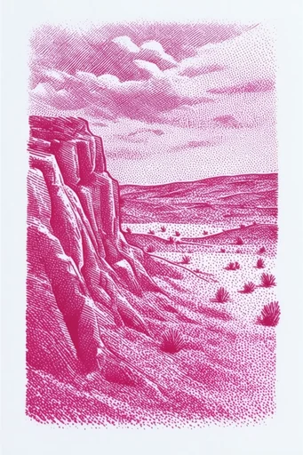 Monochromatic Magenta Engraving style reference image — halftone engraving