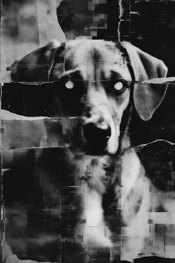 Gritty Monochromatic Collage style reference image — fragmented photomontage