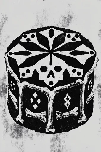 Gritty Minimalist Printmaking style reference image — stark black and off-white