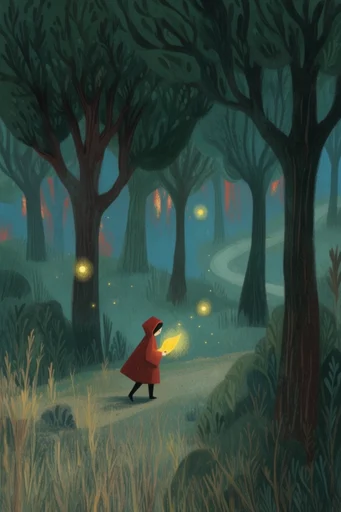 Moody Nocturnal Whimsy style reference image — atmospheric chiaroscuro