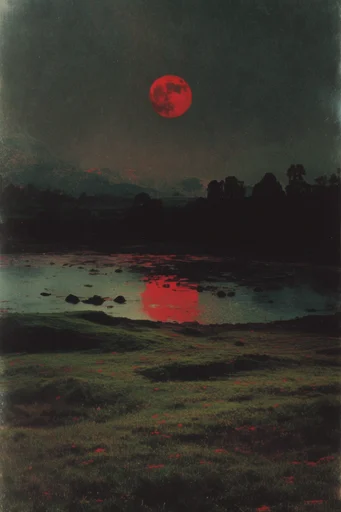 Crimson Cosmic Noir style AI image example 2