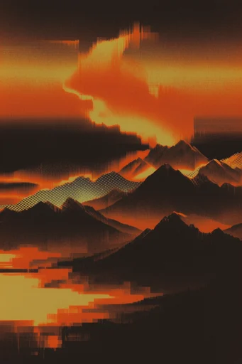 Amber Glitch Decay style reference image — pixel sorting